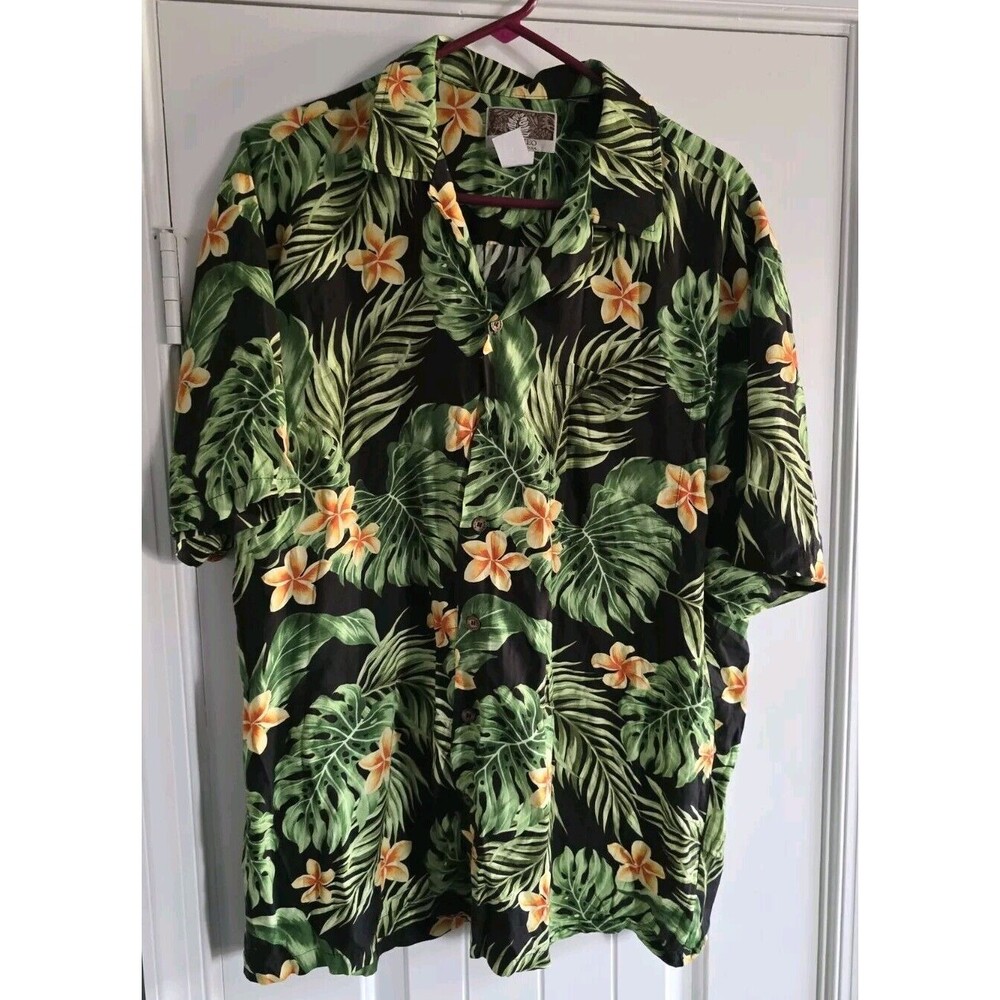 Vintage Kalaheo USA Hawaiian Button Up Floral Size XL Rayon Shirt